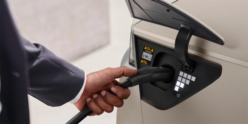 electric car charging port closeup